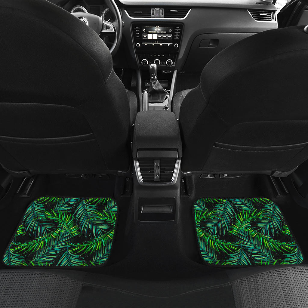 Night Tropical Palm Leaves Pattern Print Front And Back Car Floor Mats/ Front Car Mat