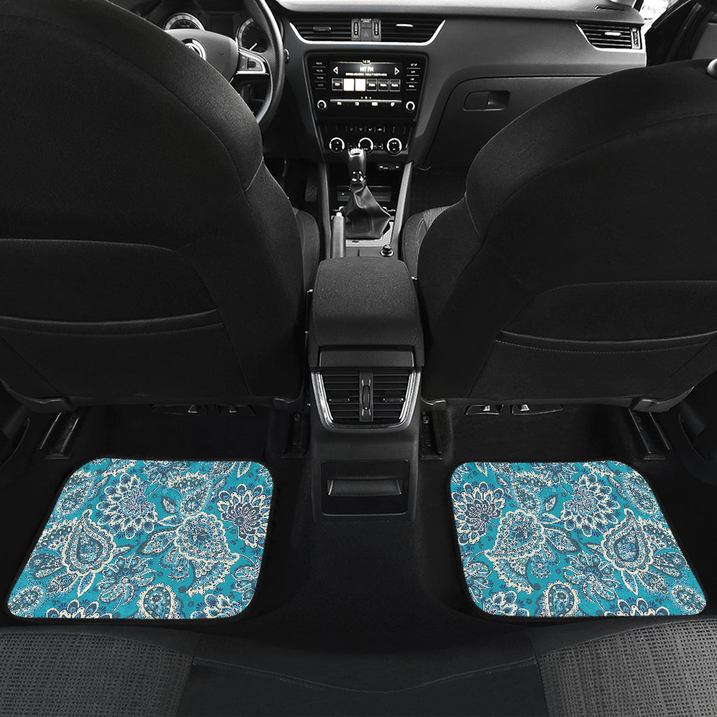 Turquoise Floral Bohemian Pattern Print Front And Back Car Floor Mats/ Front Car Mat