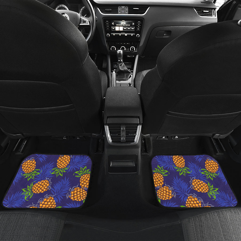 Blue Leaf Pineapple Pattern Print Front And Back Car Floor Mats/ Front Car Mat