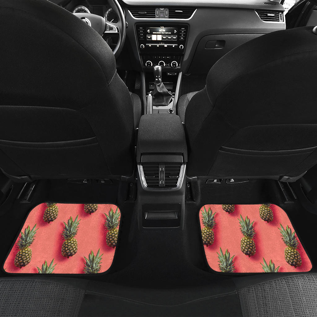 Pastel Pink Pineapple Pattern Print Front And Back Car Floor Mats/ Front Car Mat