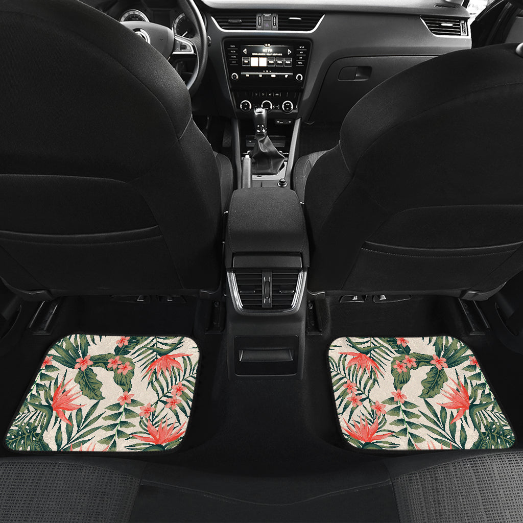 Blossom Tropical Leaves Pattern Print Front And Back Car Floor Mats/ Front Car Mat