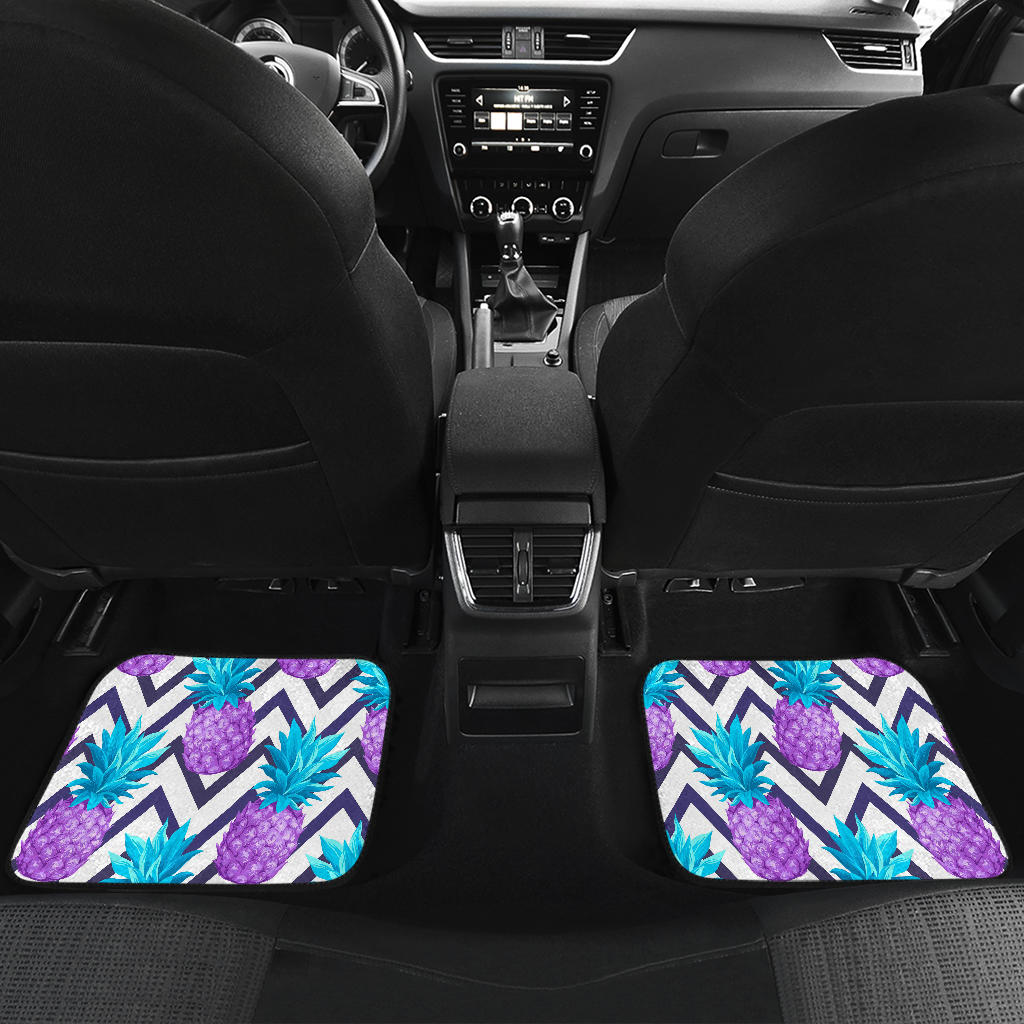 Purple Zig Zag Pineapple Pattern Print Front And Back Car Floor Mats/ Front Car Mat