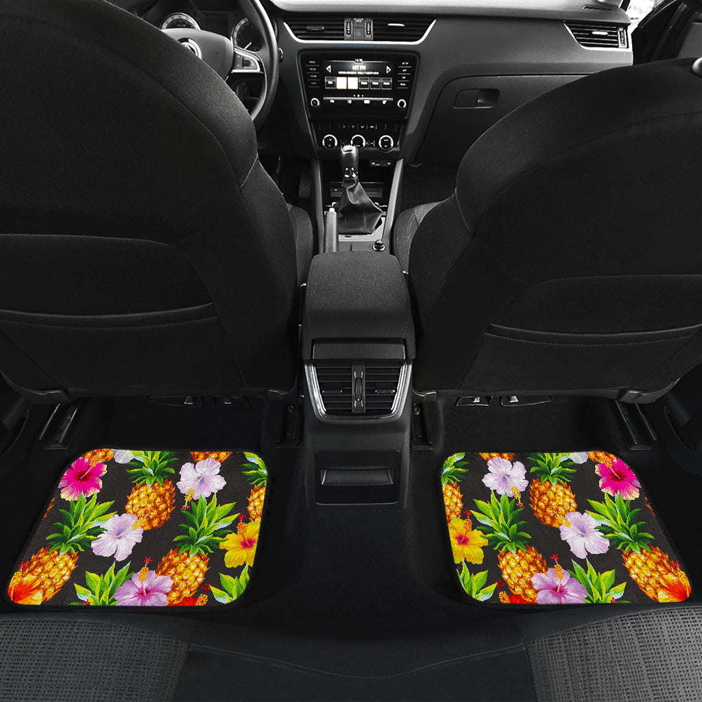 Aloha Hibiscus Pineapple Pattern Print Front And Back Car Floor Mats/ Front Car Mat