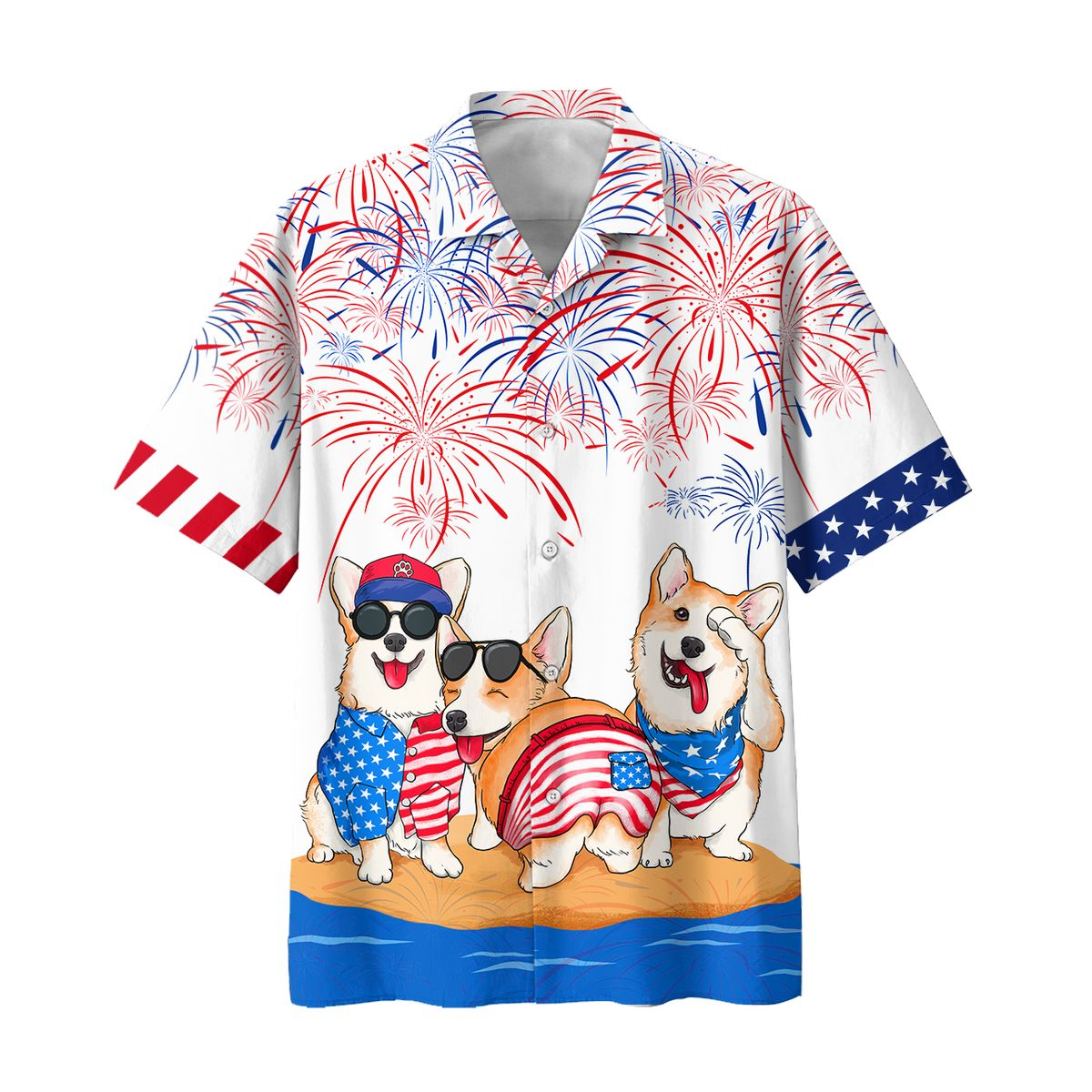 Corgi Hawaiian Shirts For Independence Day Gifts/ Happy 4Th Of Jul Hawaiian Aloha Beach Shirts For Dog Lovers