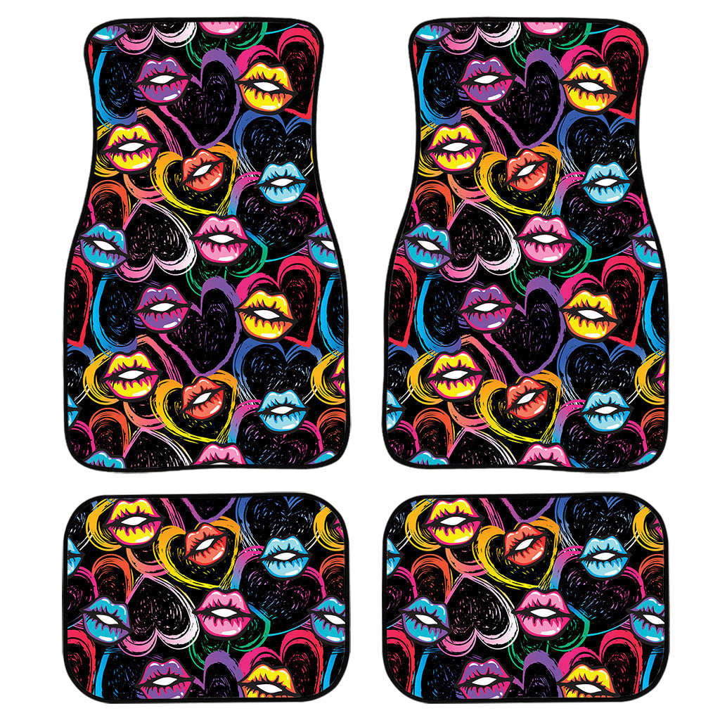 Funky Kiss Lips Pattern Print Front And Back Car Floor Mats/ Front Car Mat