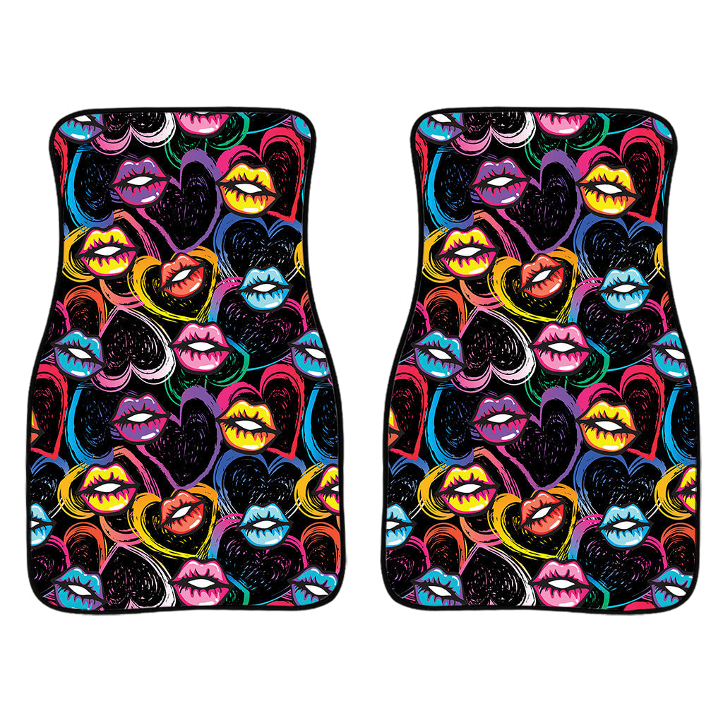 Funky Kiss Lips Pattern Print Front And Back Car Floor Mats/ Front Car Mat
