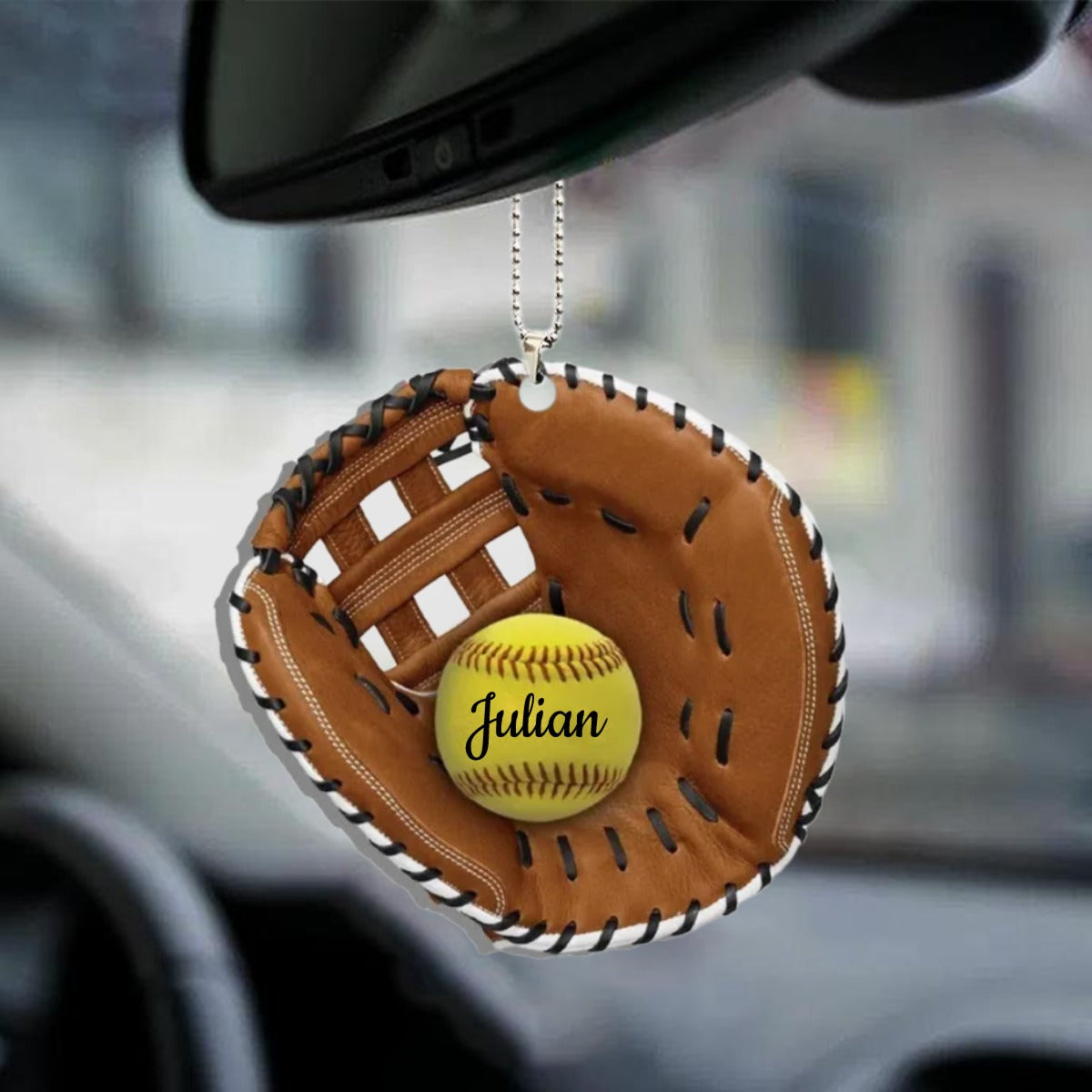 Softball Personalized Flat Acrylic Car Hanging Ornament