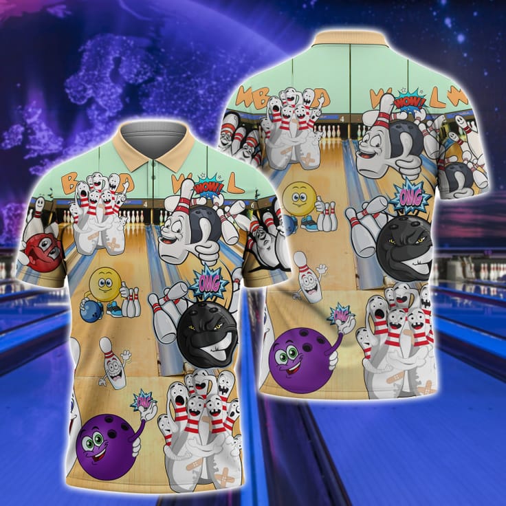 3D All Over Print Polo Shirt For Bowling Lover/ Unique Design Art Bowling/ Idea Bowling Shirt For Men Women