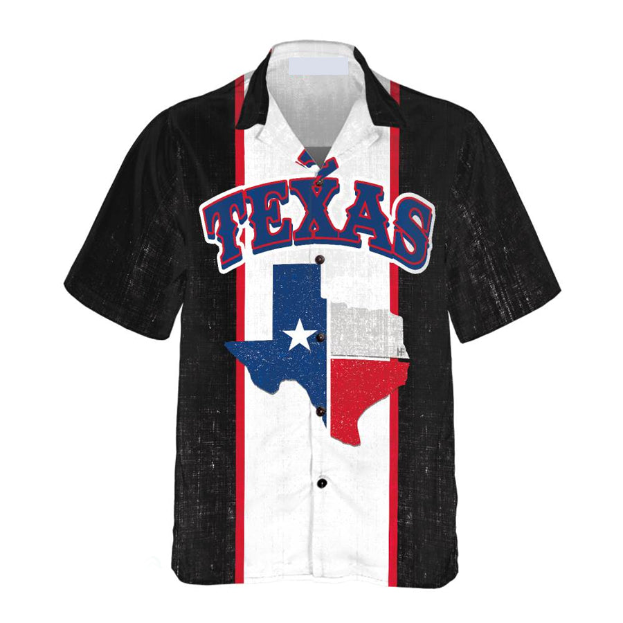 Patriotic Texas Map Hawaiian Shirt/ Texas Flag Pattern State Of Texas Map Shirt/ Proud Texas Shirt For Men