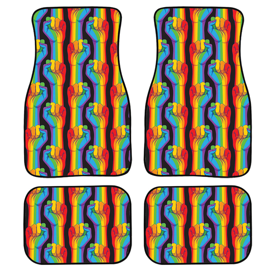 Gay Pride Hand Sign Pattern Print Front And Back Car Floor Mats/ Front Car Mat