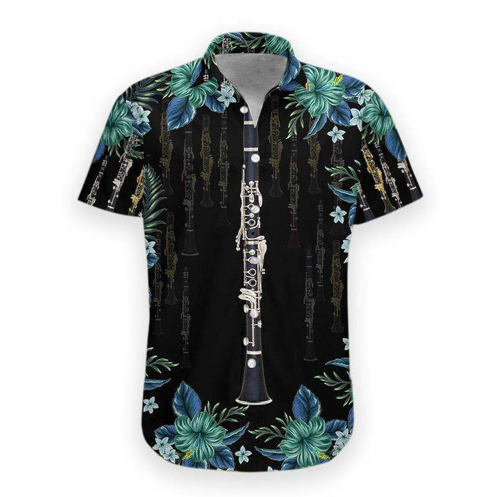 Lovelypod - 3D Clarinet Hawaiian Shirt/ Hawaiian Shirts for Men Short Sleeve Aloha Beach Shirt