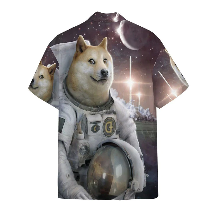 3D Doge To The Moon Custom hawaiian shirt