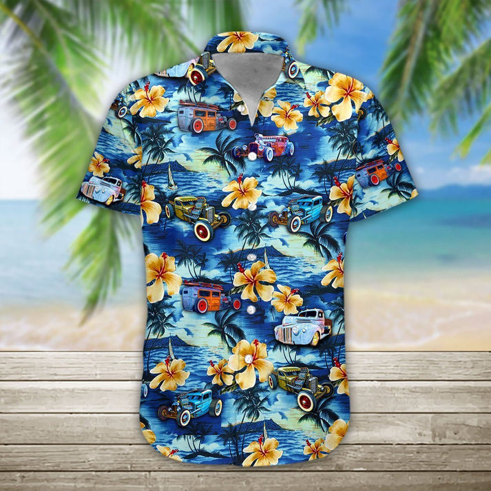 Lovelypod - 3D Rat Rod Hawaii Shirt/ Hawaiian Shirts for Men Short Sleeve Aloha Beach Shirt
