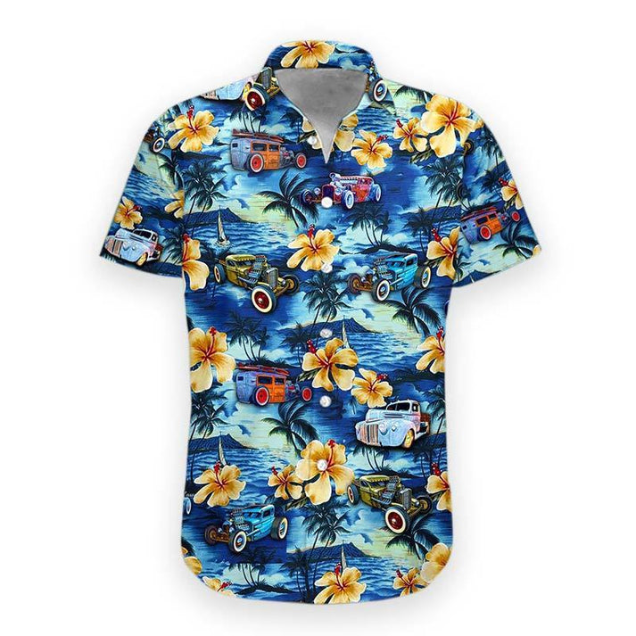 Lovelypod - 3D Rat Rod Hawaii Shirt/ Hawaiian Shirts for Men Short Sleeve Aloha Beach Shirt