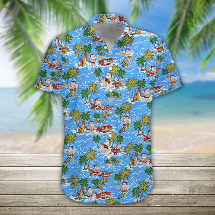 Lovelypod - 3D Santa Hawaii Shirt for men and women/ summer aloha shirt/ Summer gift for him