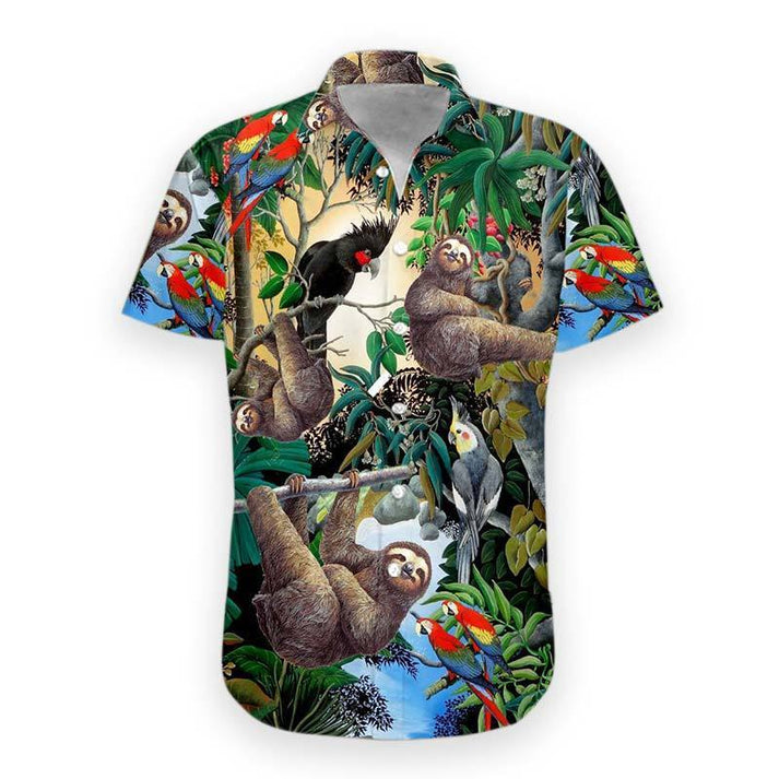 Lovelypod - 3D Sloth Hawaii Shirt for men and women/ Sloth summer aloha shirt/ Summer gift for him