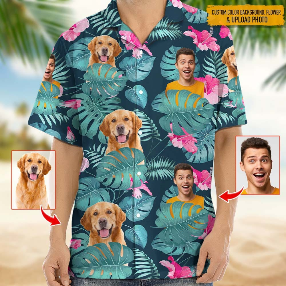 Custom Photo Men and Pet Hawaiian Shirt/ Dog Hawaiian Shirt/ Best Shirt for Men Women in Summer