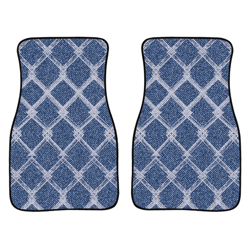 Geometric Denim Jeans Pattern Print Front And Back Car Floor Mats/ Front Car Mat