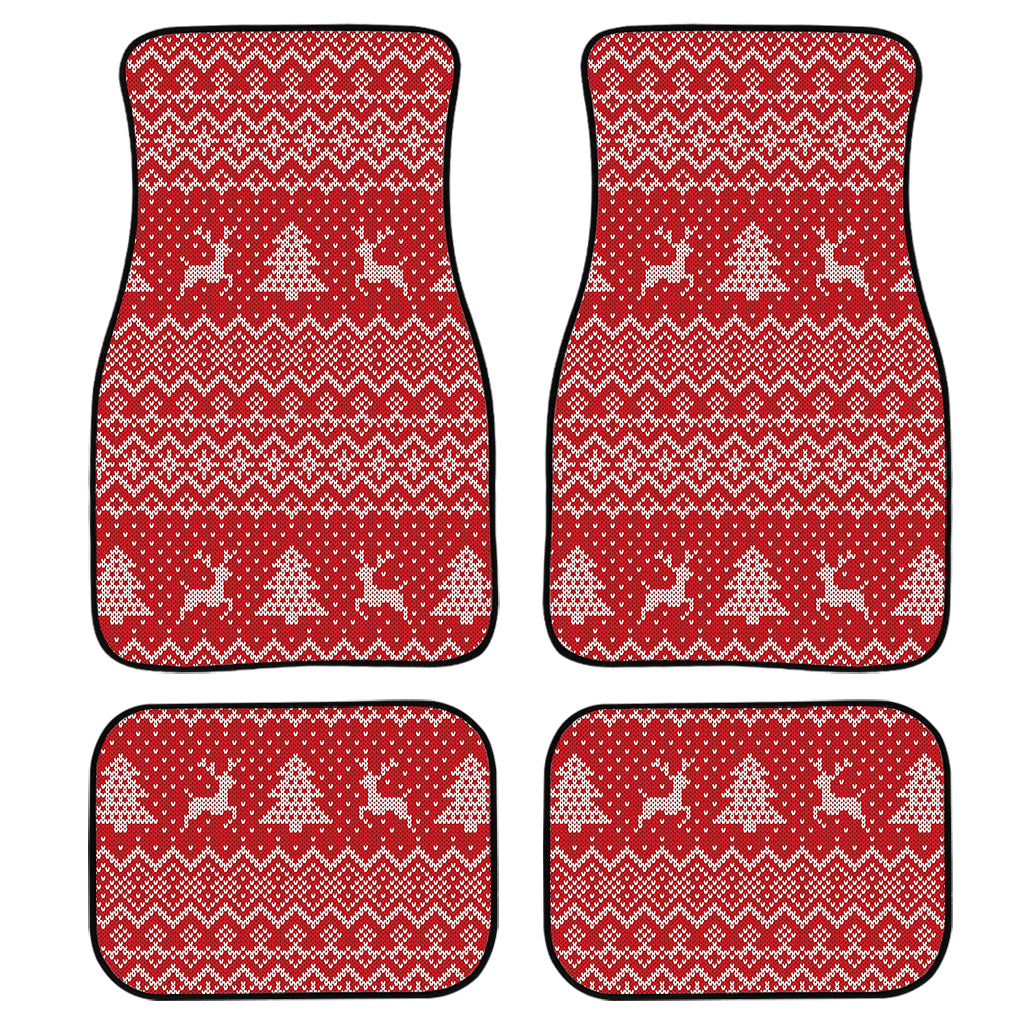 Geometric Xmas Knitted Pattern Print Front And Back Car Floor Mats/ Front Car Mat