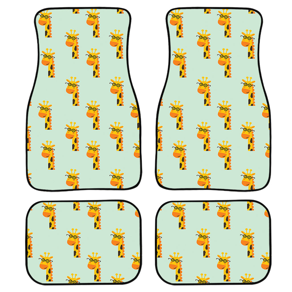 Giraffe With Glasses Pattern Print Front And Back Car Floor Mats/ Front Car Mat