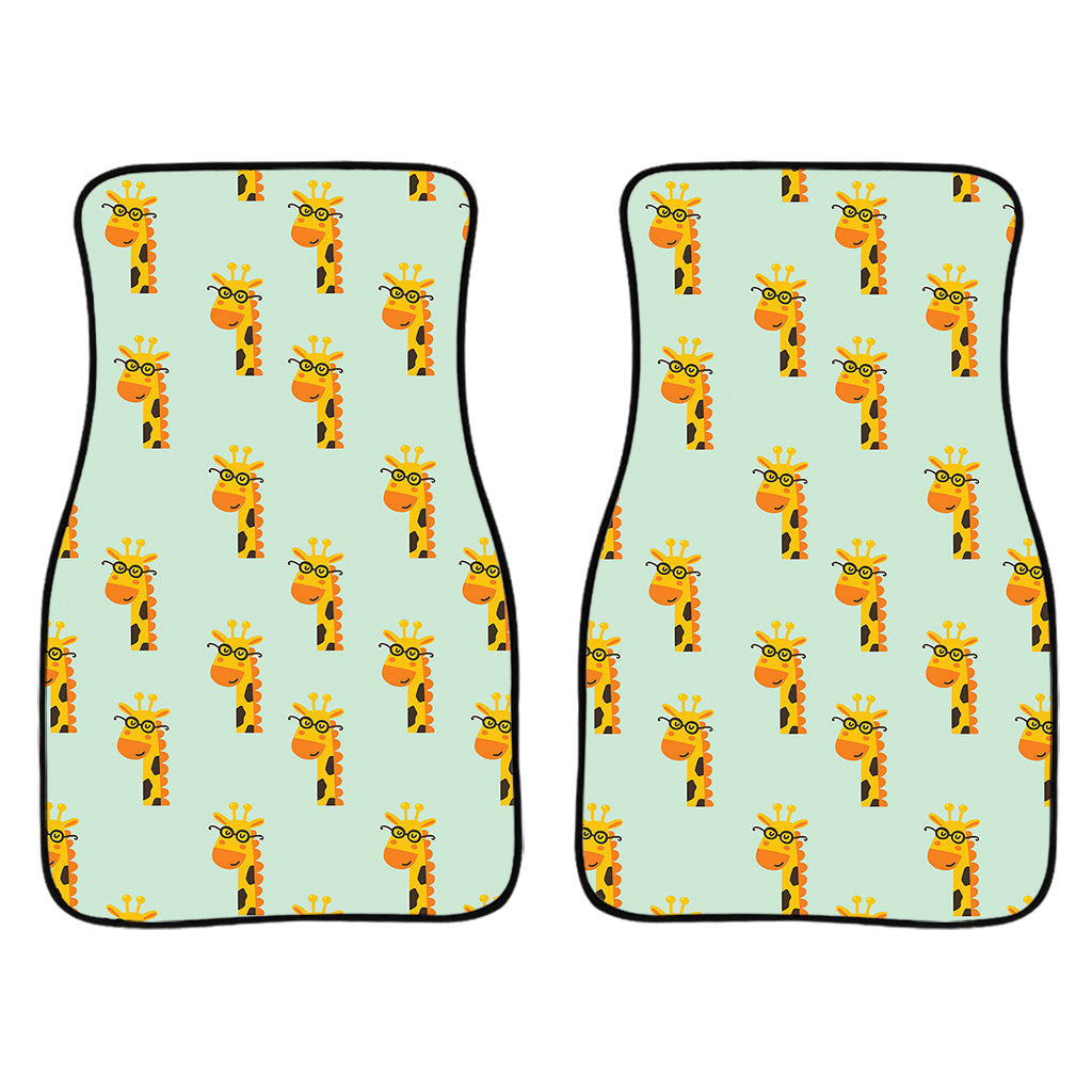 Giraffe With Glasses Pattern Print Front And Back Car Floor Mats/ Front Car Mat