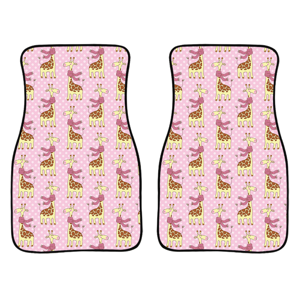 Giraffe With Scarf Pattern Print Front And Back Car Floor Mats/ Front Car Mat