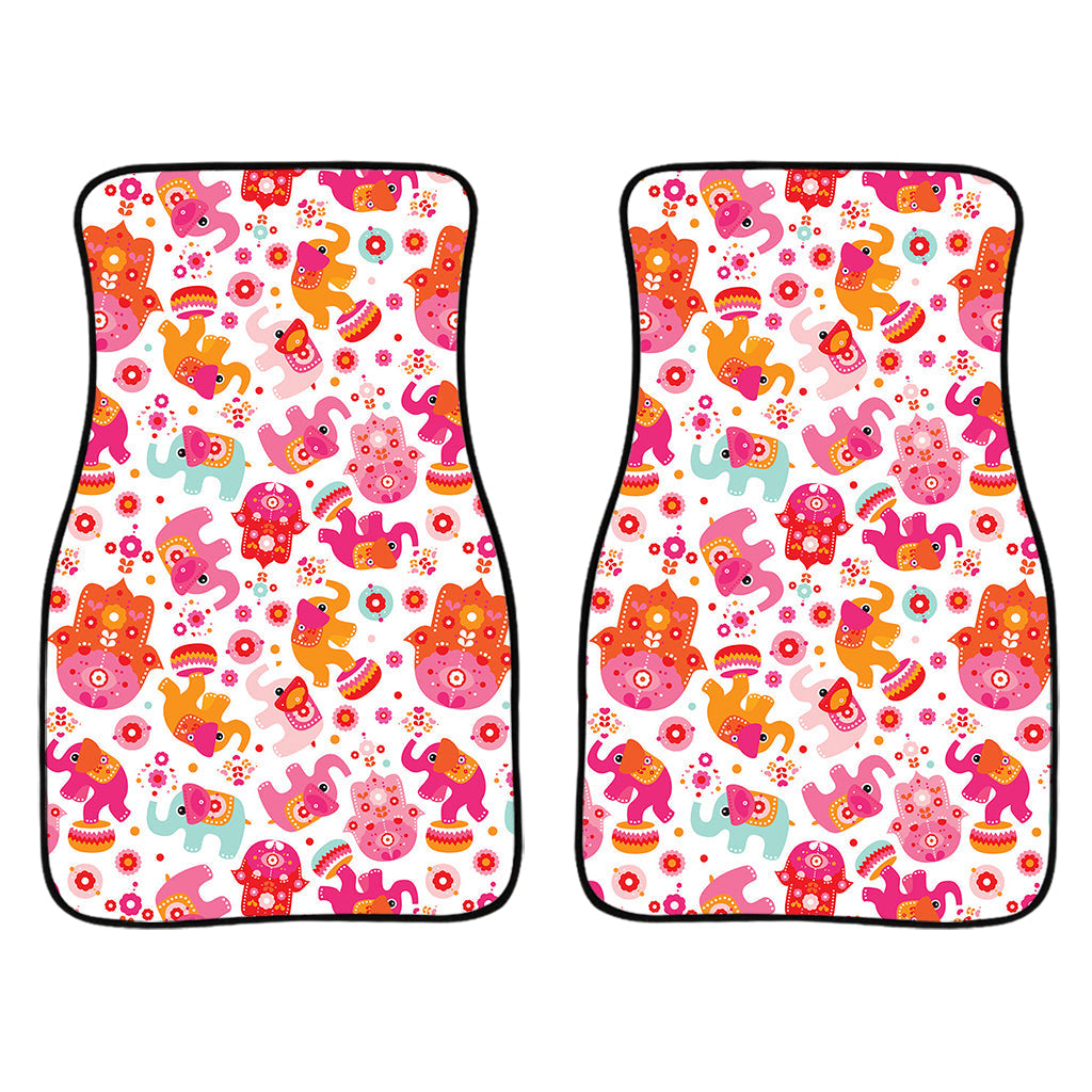 Girly Elephant And Hamsa Pattern Print Front And Back Car Floor Mats/ Front Car Mat