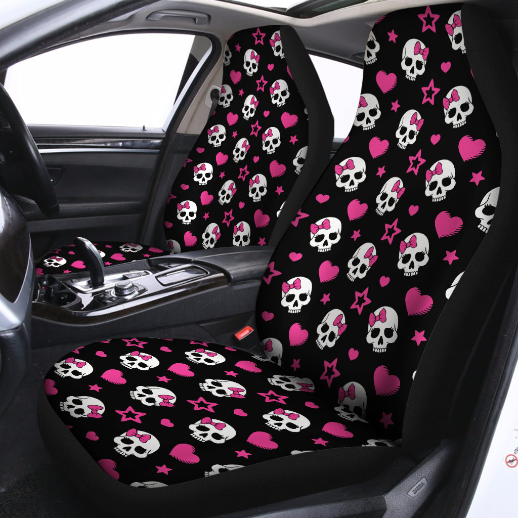 Girly Emo Skull Pattern Print Universal Fit Car Seat Covers