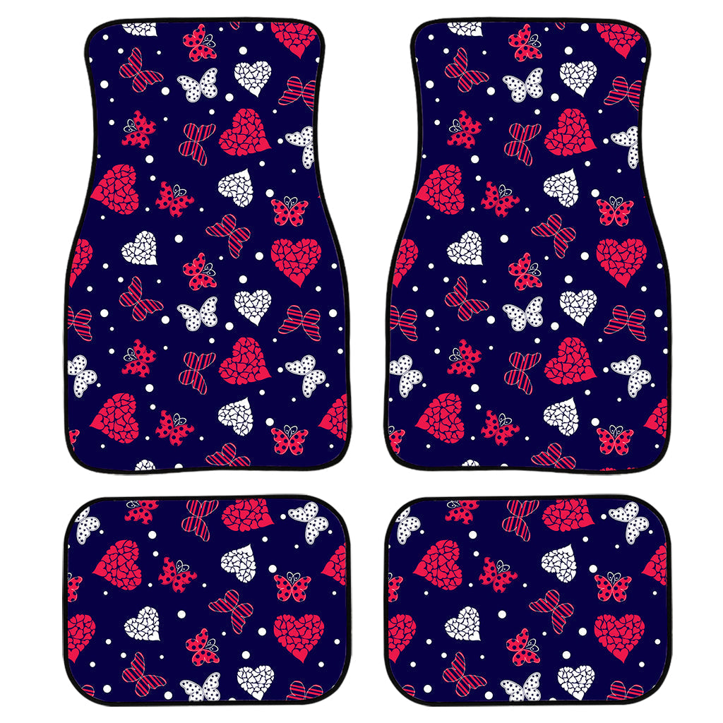 Girly Heart And Butterfly Pattern Print Front And Back Car Floor Mats/ Front Car Mat