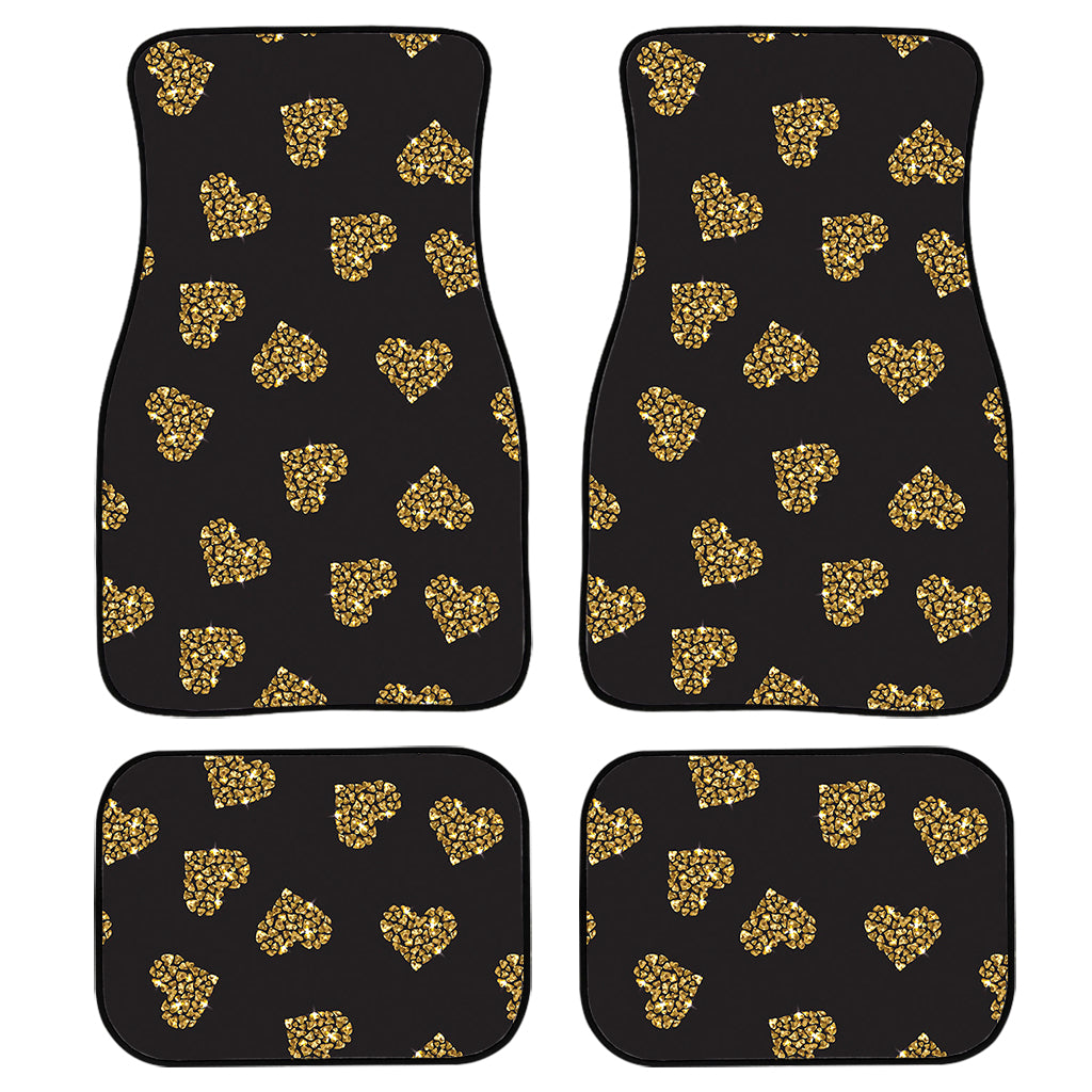 Glitter Gold Heart Pattern Print Front And Back Car Floor Mats/ Front Car Mat