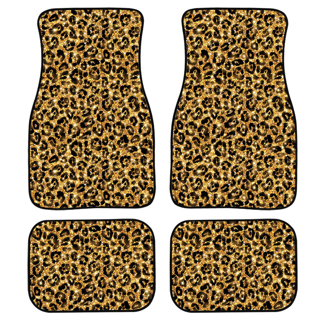 Glitter Gold Leopard Print Front And Back Car Floor Mats/ Front Car Mat
