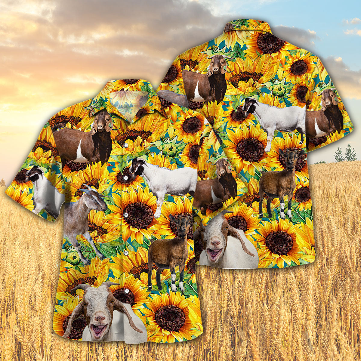 Sunflower Goat Hawaiian Shirt