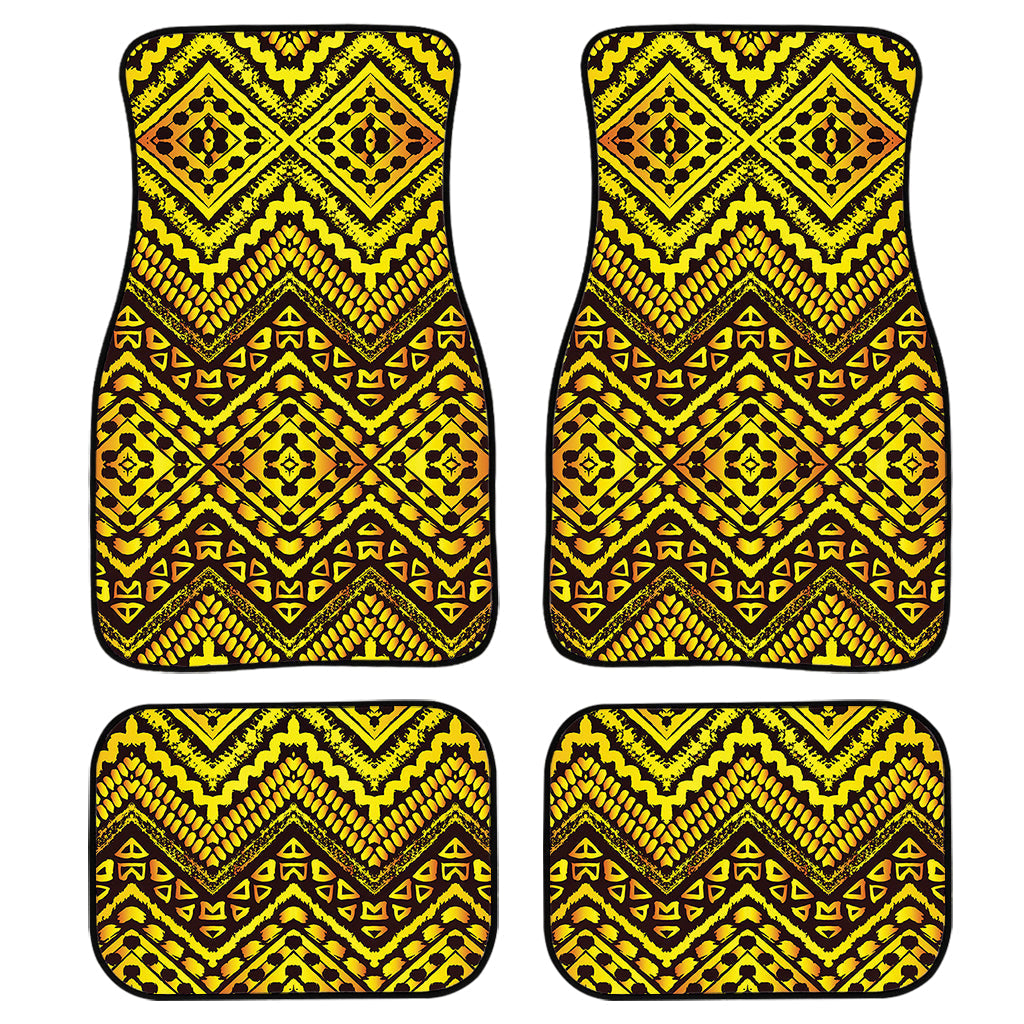 Gold African Ethnic Tribal Pattern Print Front And Back Car Floor Mats/ Front Car Mat