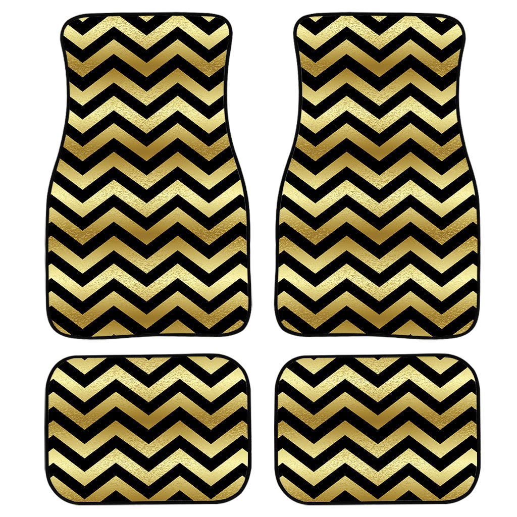 Gold And Black Chevron Pattern Print Front And Back Car Floor Mats/ Front Car Mat