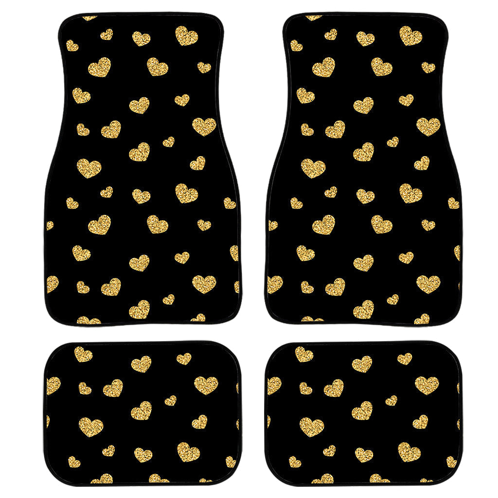 Gold And Black Heart Pattern Print Front And Back Car Floor Mats/ Front Car Mat