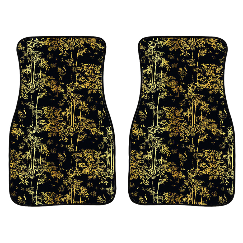 Gold And Black Japanese Bamboo Print Front And Back Car Floor Mats/ Front Car Mat