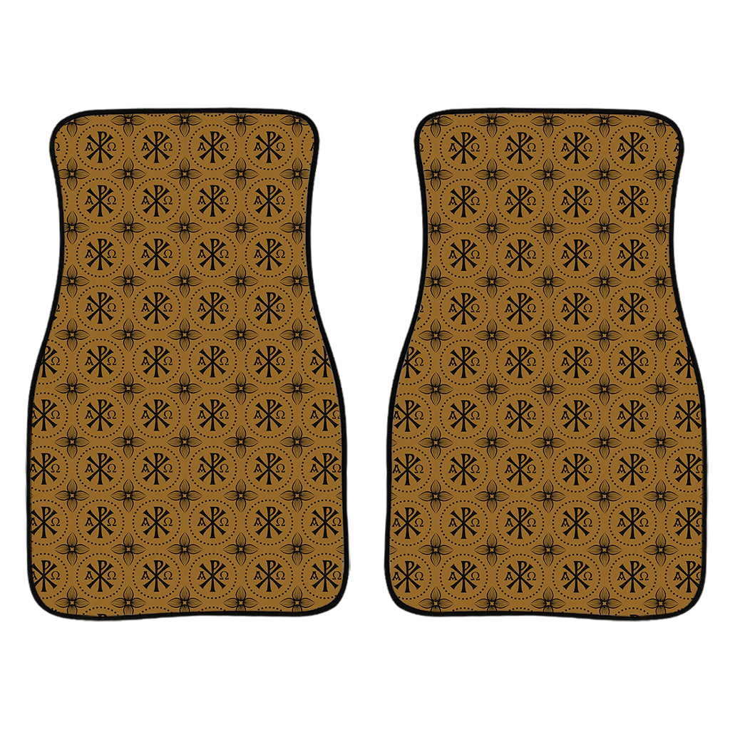 Gold And Black Orthodox Pattern Print Front And Back Car Floor Mats/ Front Car Mat