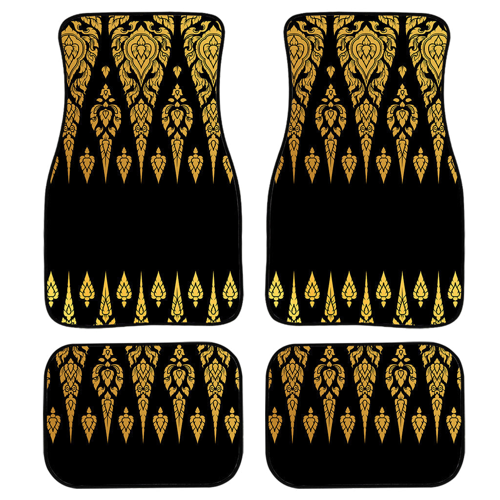 Gold And Black Thai Pattern Print Front And Back Car Floor Mats/ Front Car Mat