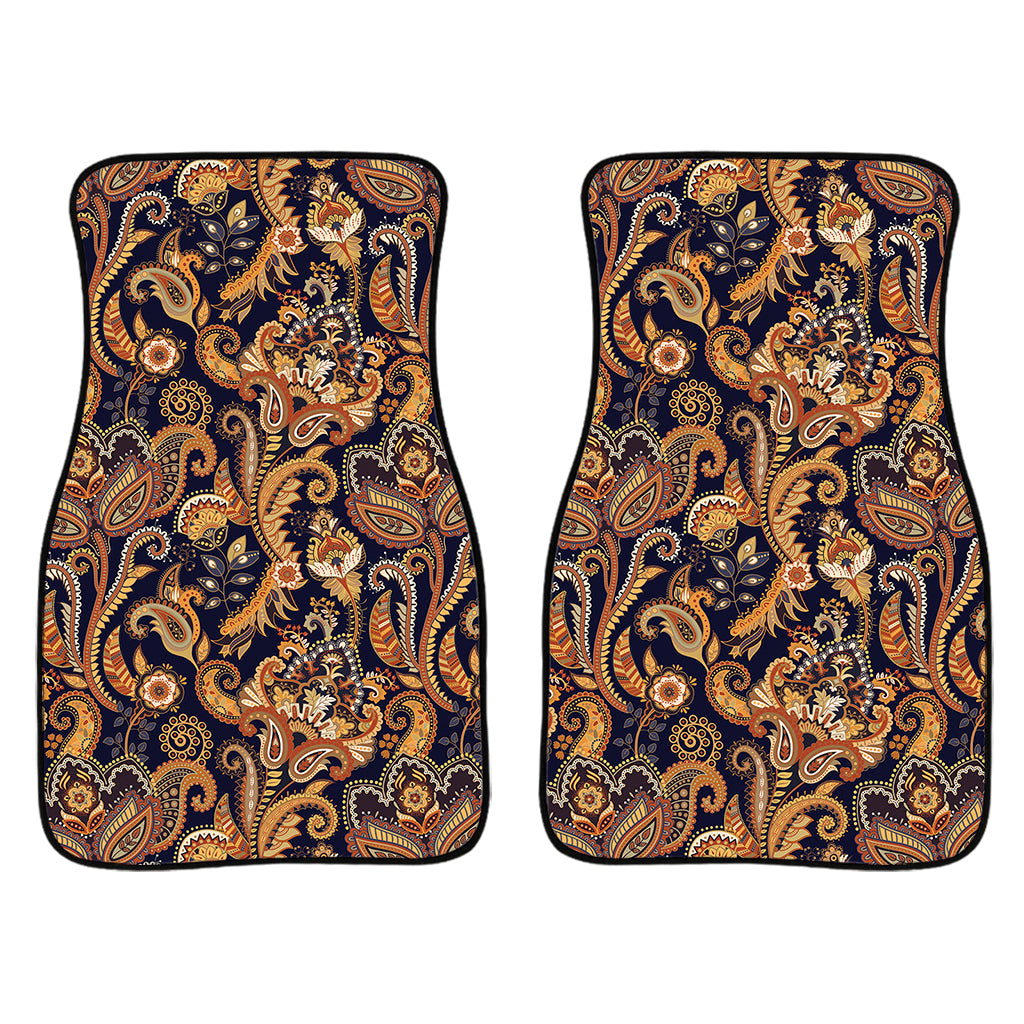 Gold And Blue Paisley Pattern Print Front And Back Car Floor Mats/ Front Car Mat