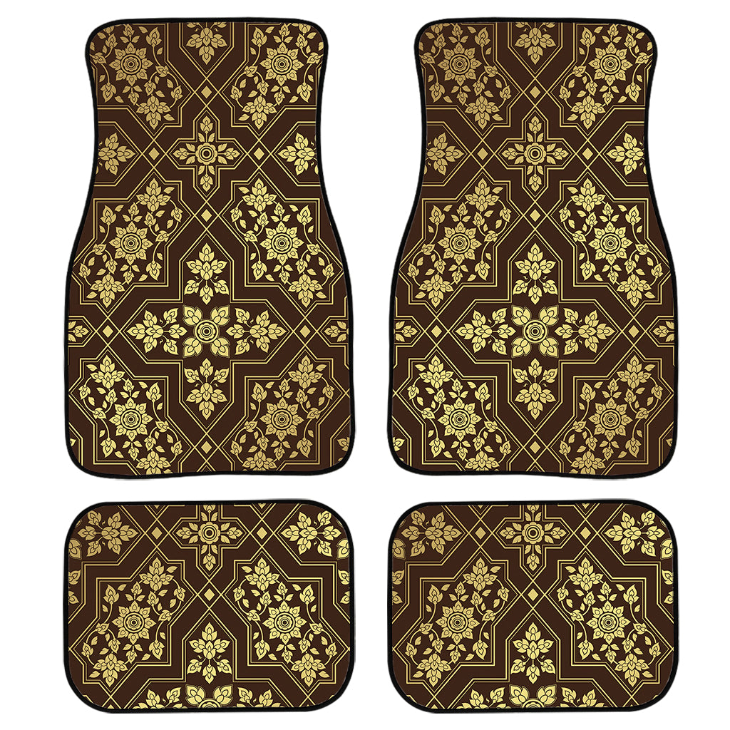 Gold And Brown Thai Pattern Print Front And Back Car Floor Mats/ Front Car Mat