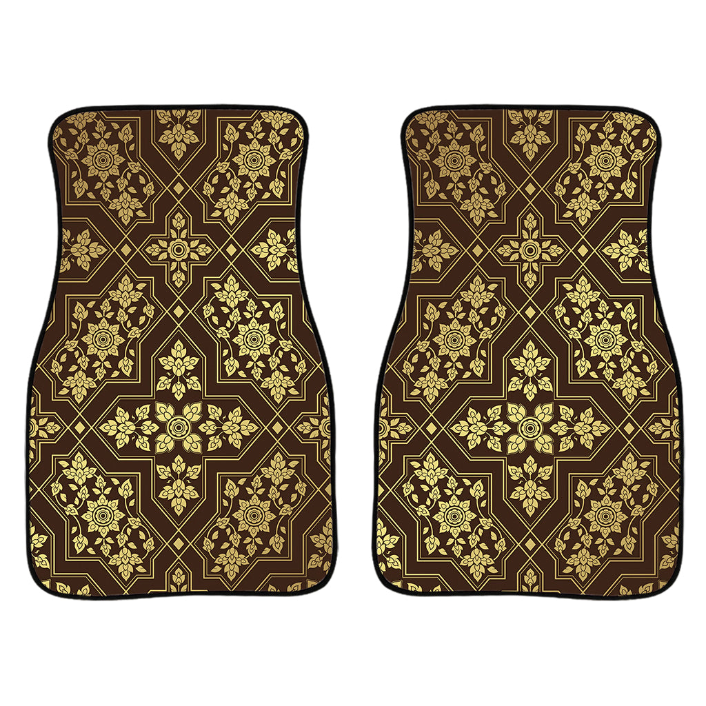 Gold And Brown Thai Pattern Print Front And Back Car Floor Mats/ Front Car Mat