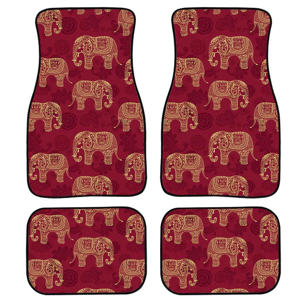 Gold And Red Boho Elephant Print Front And Back Car Floor Mats/ Front Car Mat
