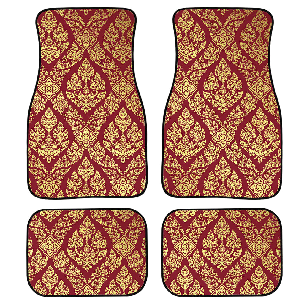 Gold And Red Thai Pattern Print Front And Back Car Floor Mats/ Front Car Mat