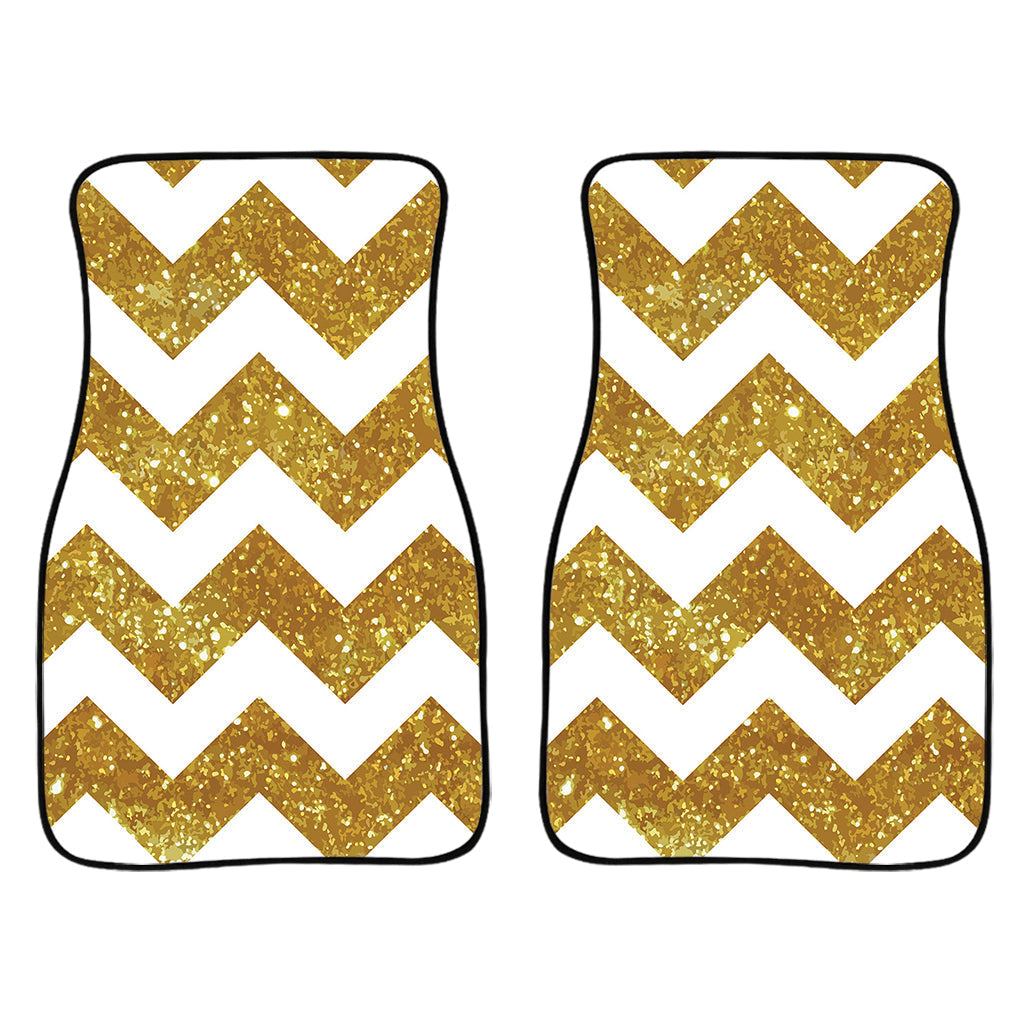 Gold And White Chevron Pattern Print Front And Back Car Floor Mats/ Front Car Mat