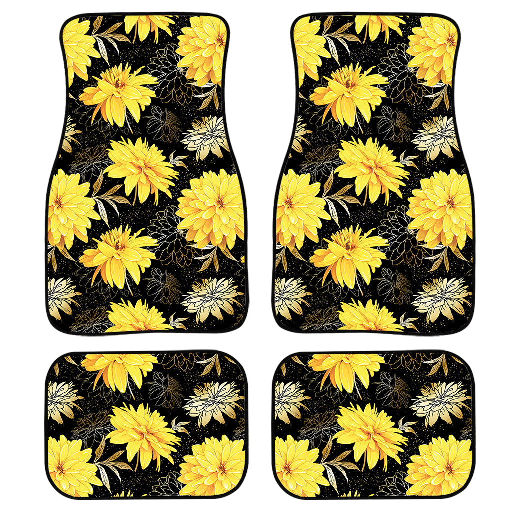 Gold And Yellow Floral Print Front And Back Car Floor Mats/ Front Car Mat