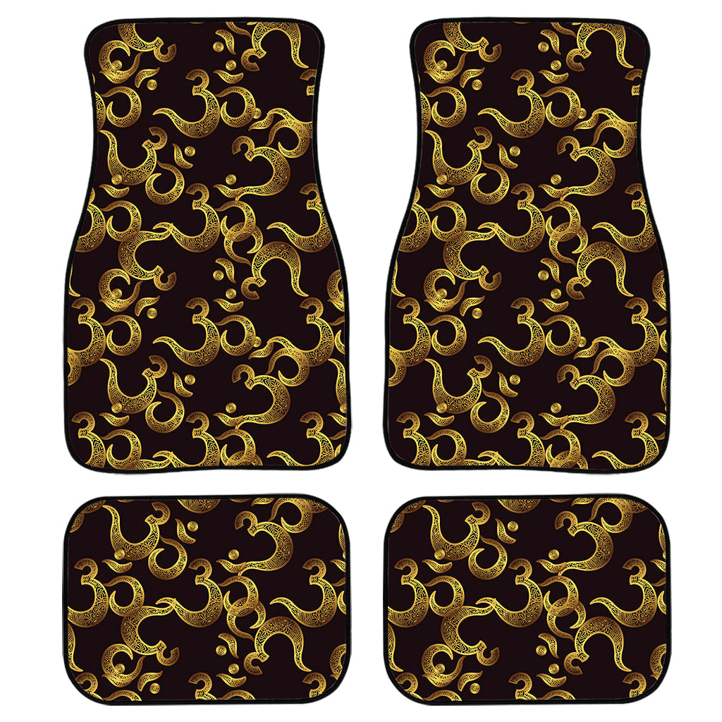 Gold Om Symbol Pattern Print Front And Back Car Floor Mats/ Front Car Mat