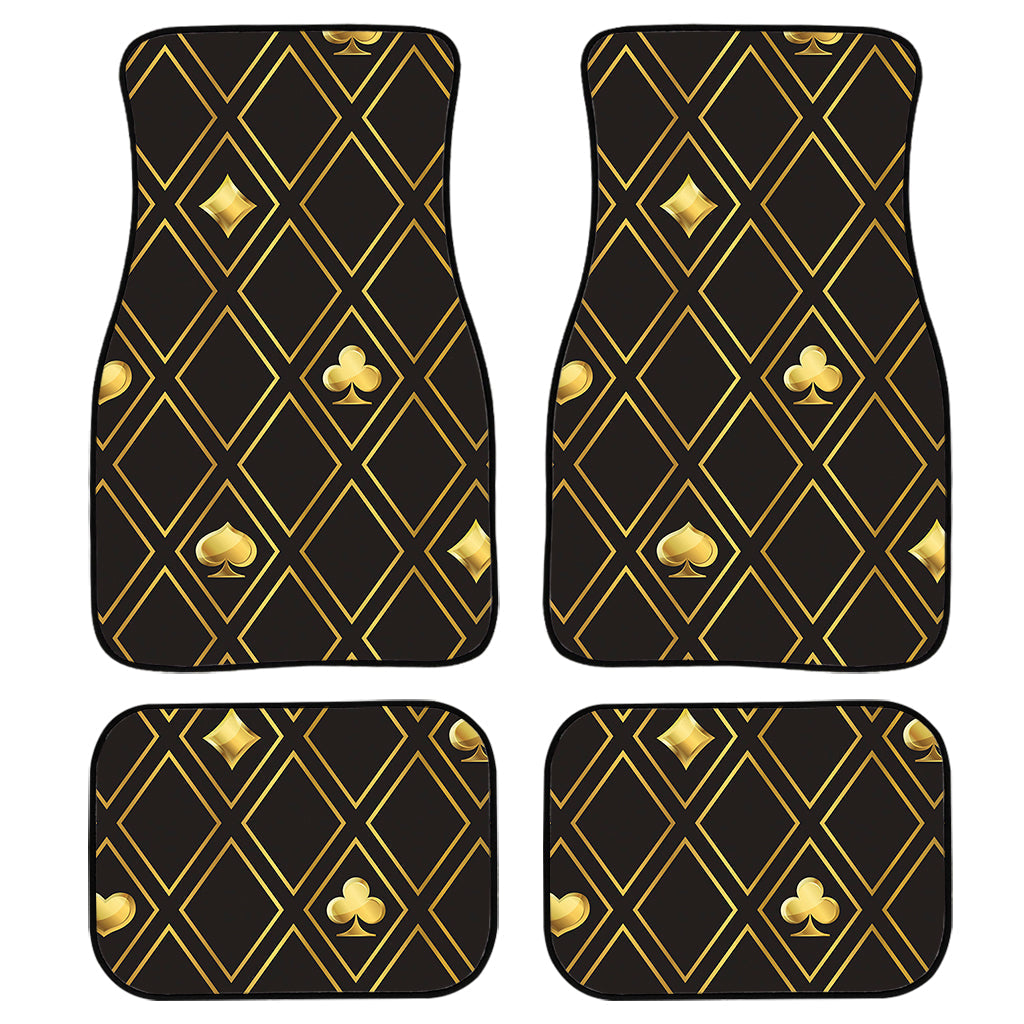 Gold Playing Card Suits Pattern Print Front And Back Car Floor Mats/ Front Car Mat