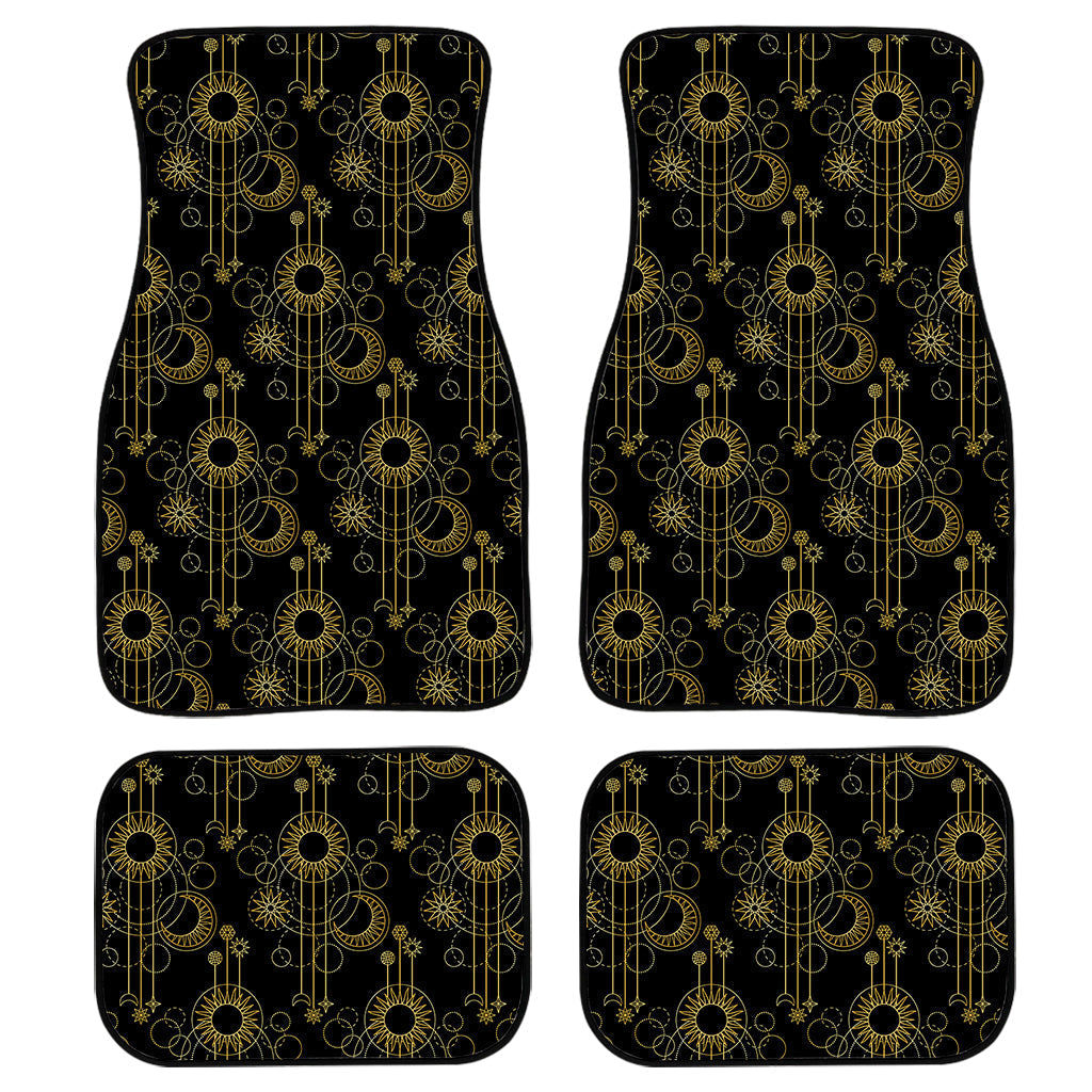 Gold Sun And Moon Pattern Print Front And Back Car Floor Mats/ Front Car Mat