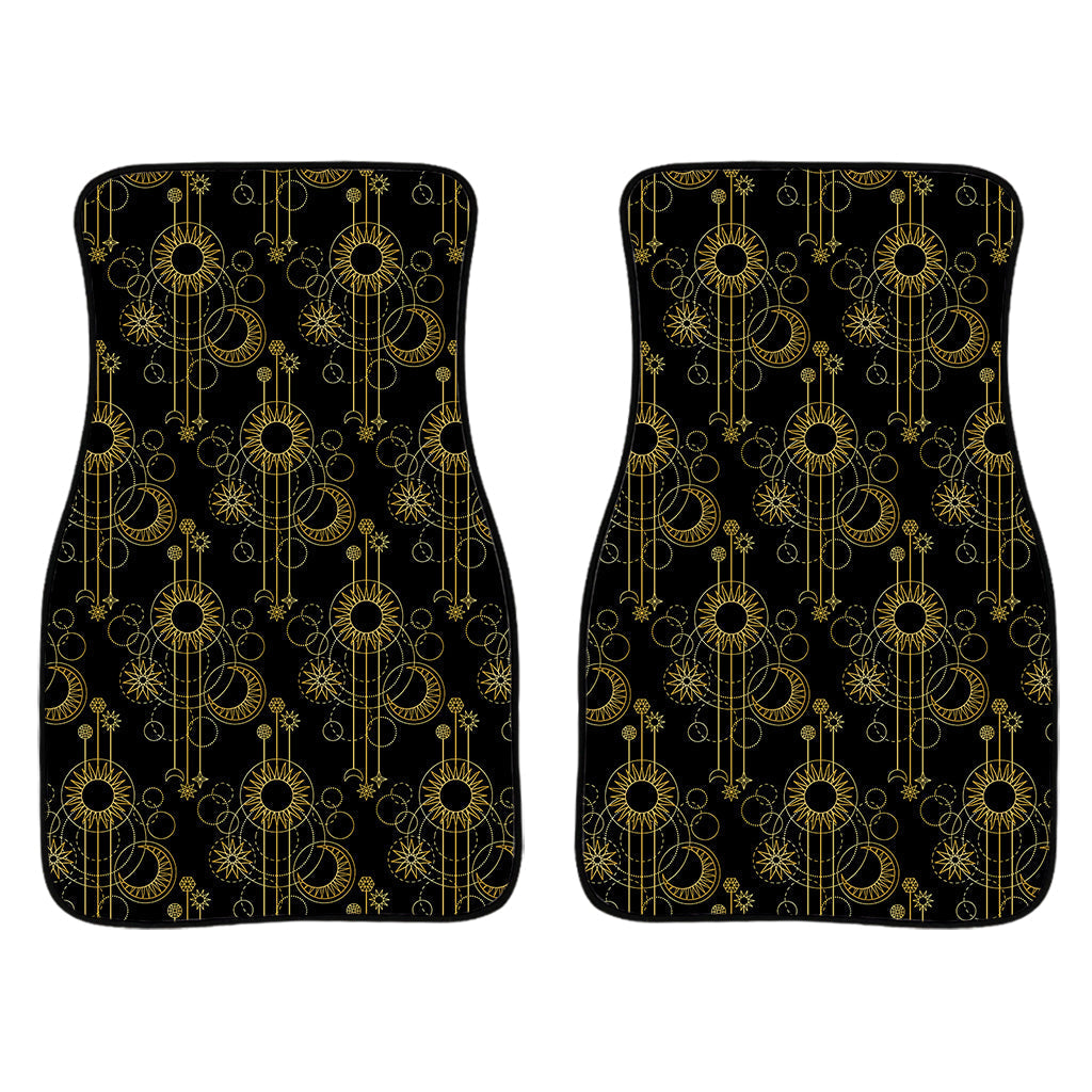 Gold Sun And Moon Pattern Print Front And Back Car Floor Mats/ Front Car Mat