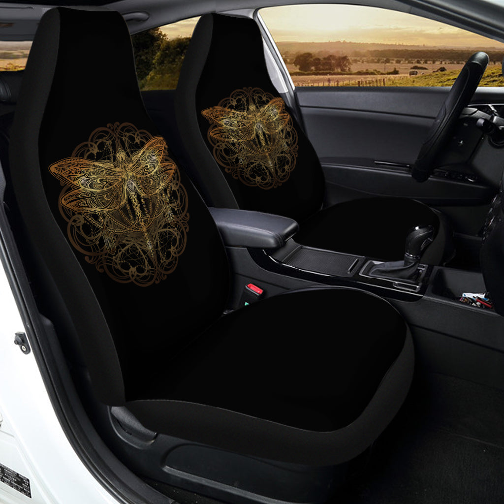 Golden Spiritual Dragonfly Print Universal Fit Car Seat Covers